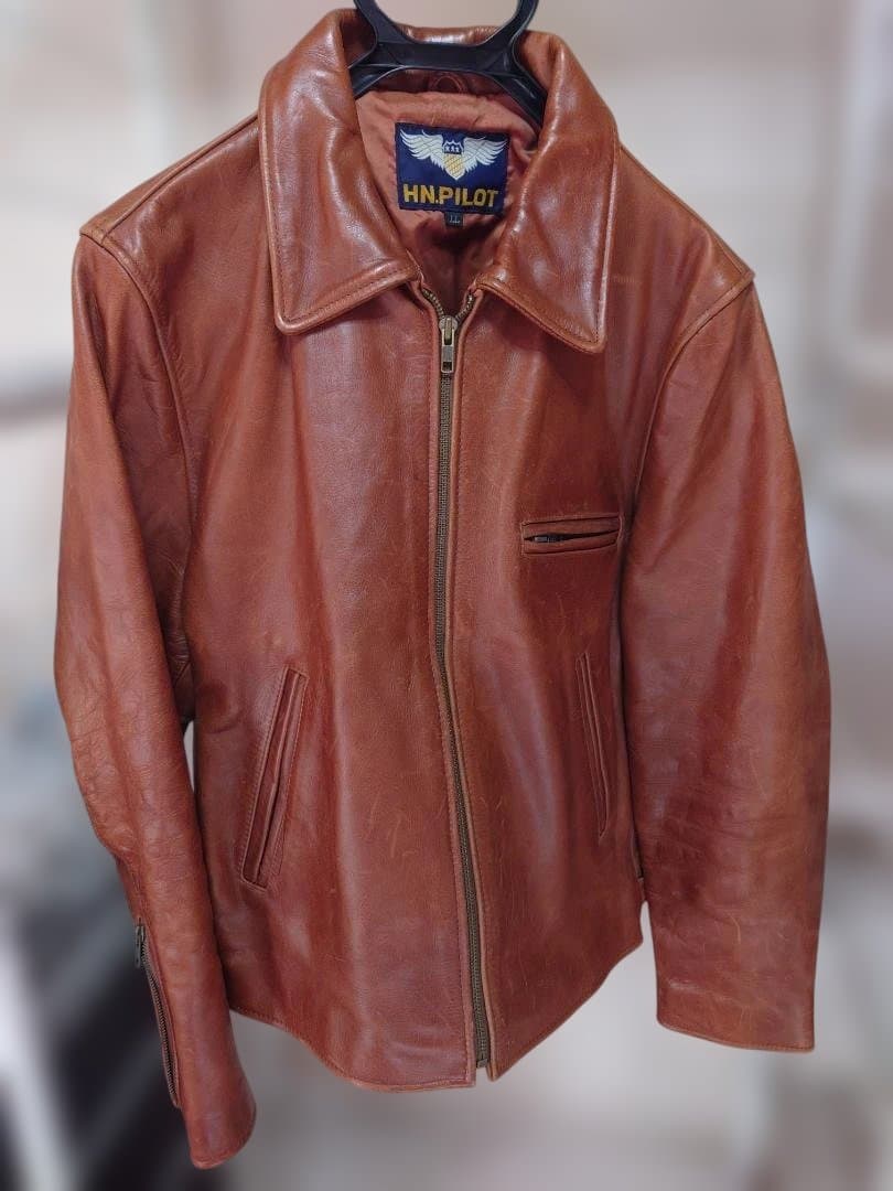 良い友達 BUY3S HN.PILOT ブラウンレザーシングルライダース 茶芯 ホースハイドレザー シングルライダース ジャケット S～4XL