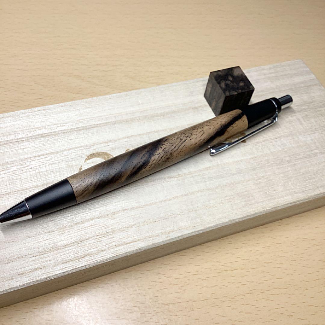 野原工芸黒柿旧型シャープペンシル固定式口金、ウッドキューブ付き
