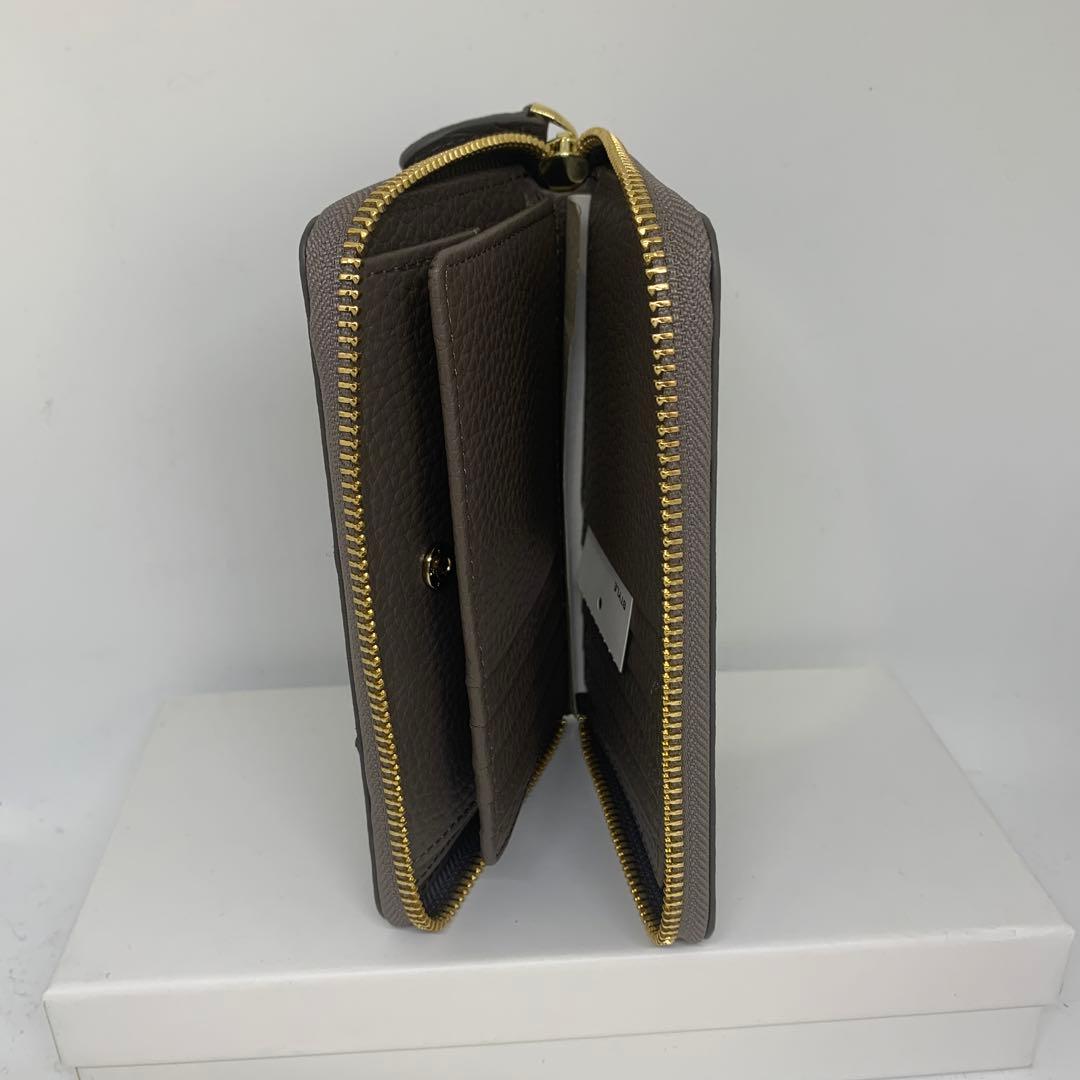 auauoi さん専用新品 オーストリッチ ちょっと大きな二つ折り財布 グレー