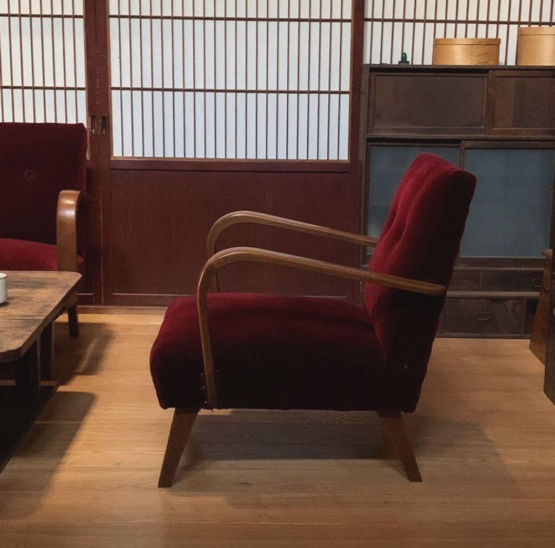 大正浪漫漂う1人がけアームチェア イージーチェア ソファ 楢 昭和レトロ 美品