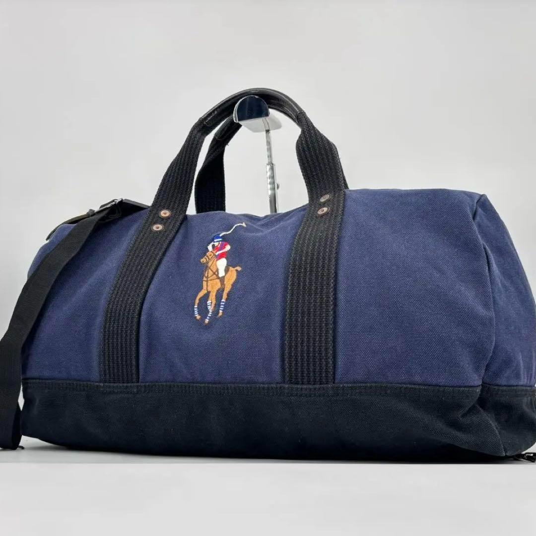 ポロラルフローレン 2way ボストンバッグ ダッフル ビッグポニー 刺繍 紺