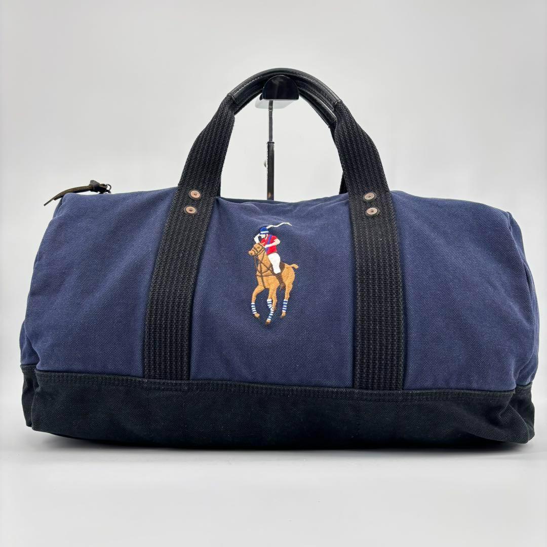 ポロラルフローレン 2way ボストンバッグ ダッフル ビッグポニー 刺繍 紺