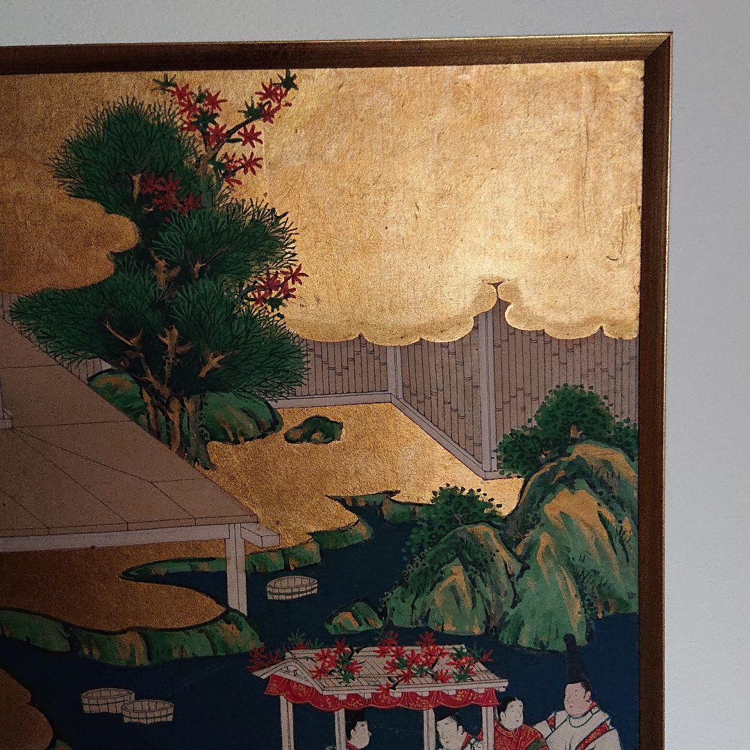 源氏色紙絵 肉筆 金箔 土佐派 江戸初期