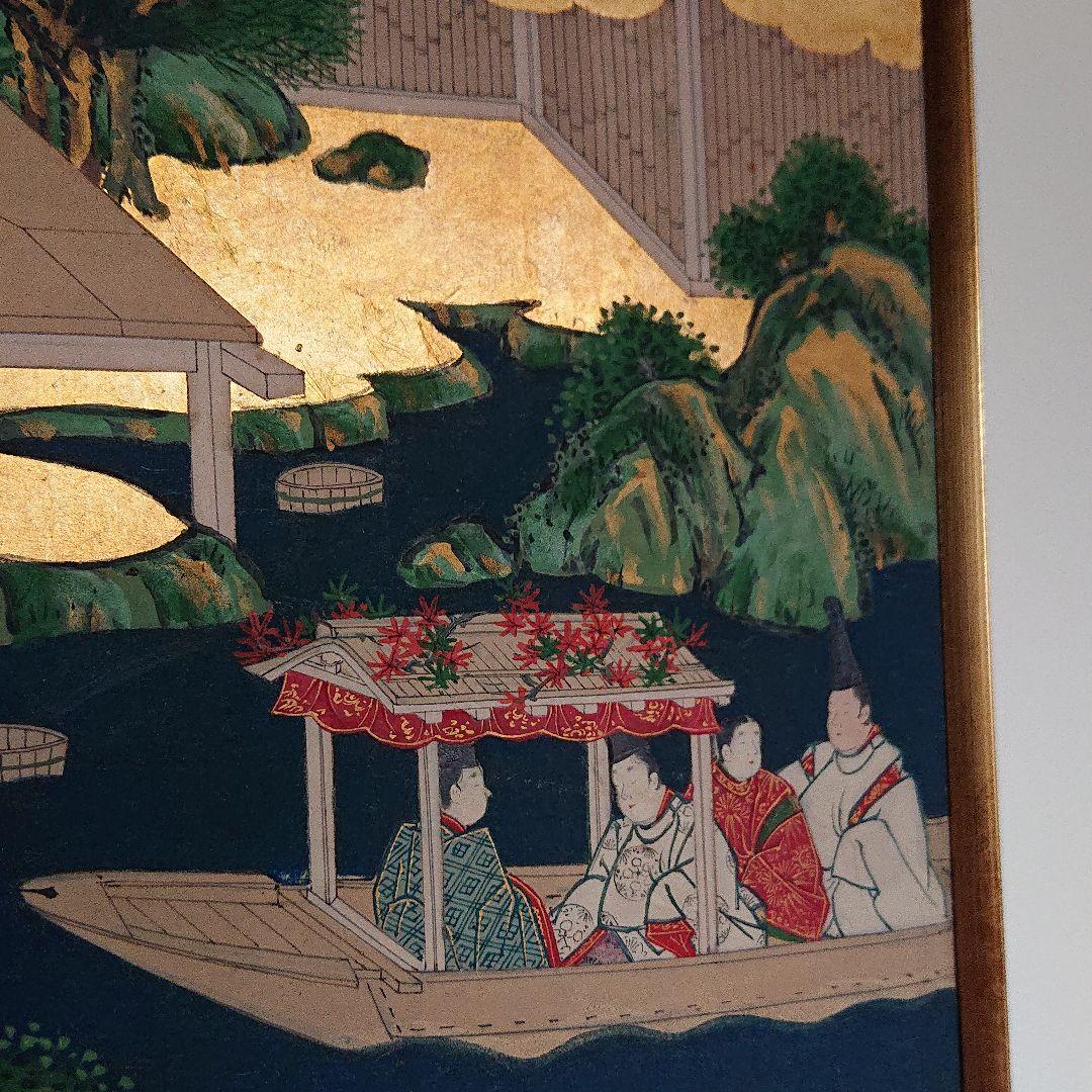 源氏色紙絵 肉筆 金箔 本物 土佐派 江戸初期