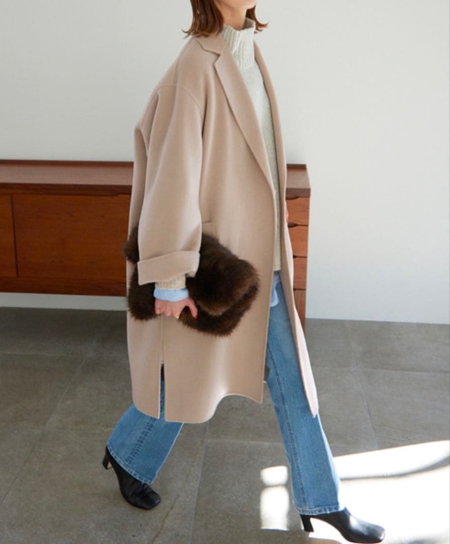 HAMILTONダブルフェイスウールロングコート スローブイエナ 美品 SLOBE