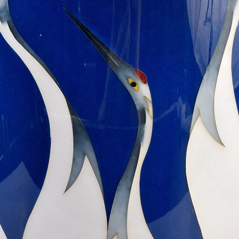 七宝焼 鶴文 花瓶 時代箱付 M R8883B