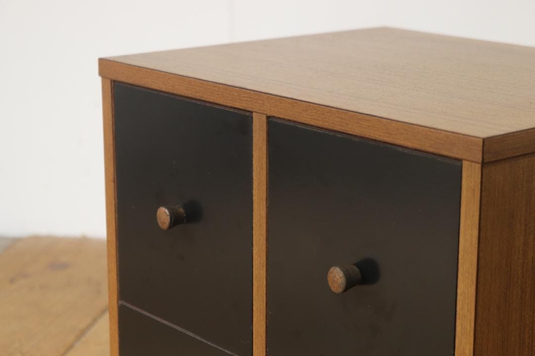 ヴィンテージ モダン 卓上 ドロワー 小物入れ 収納 4杯 木製 メラミン