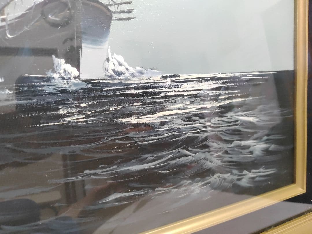 ◇帆船　油絵　肉筆画　銘有り