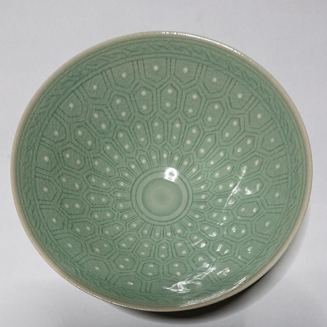 韓国陶芸家作品 青磁抹茶茶碗☆(箱無し)☆未使用品