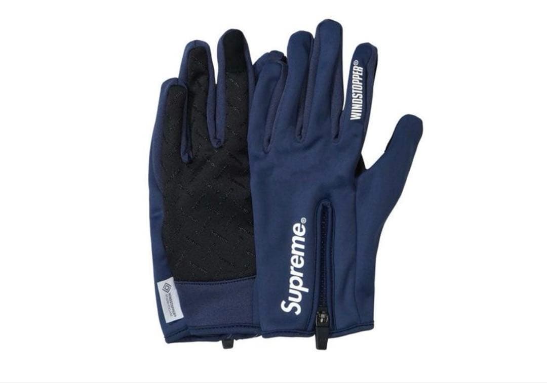 Supreme WINDSTOPPER Zip Gloves Navy 左手側 - メルカリ
