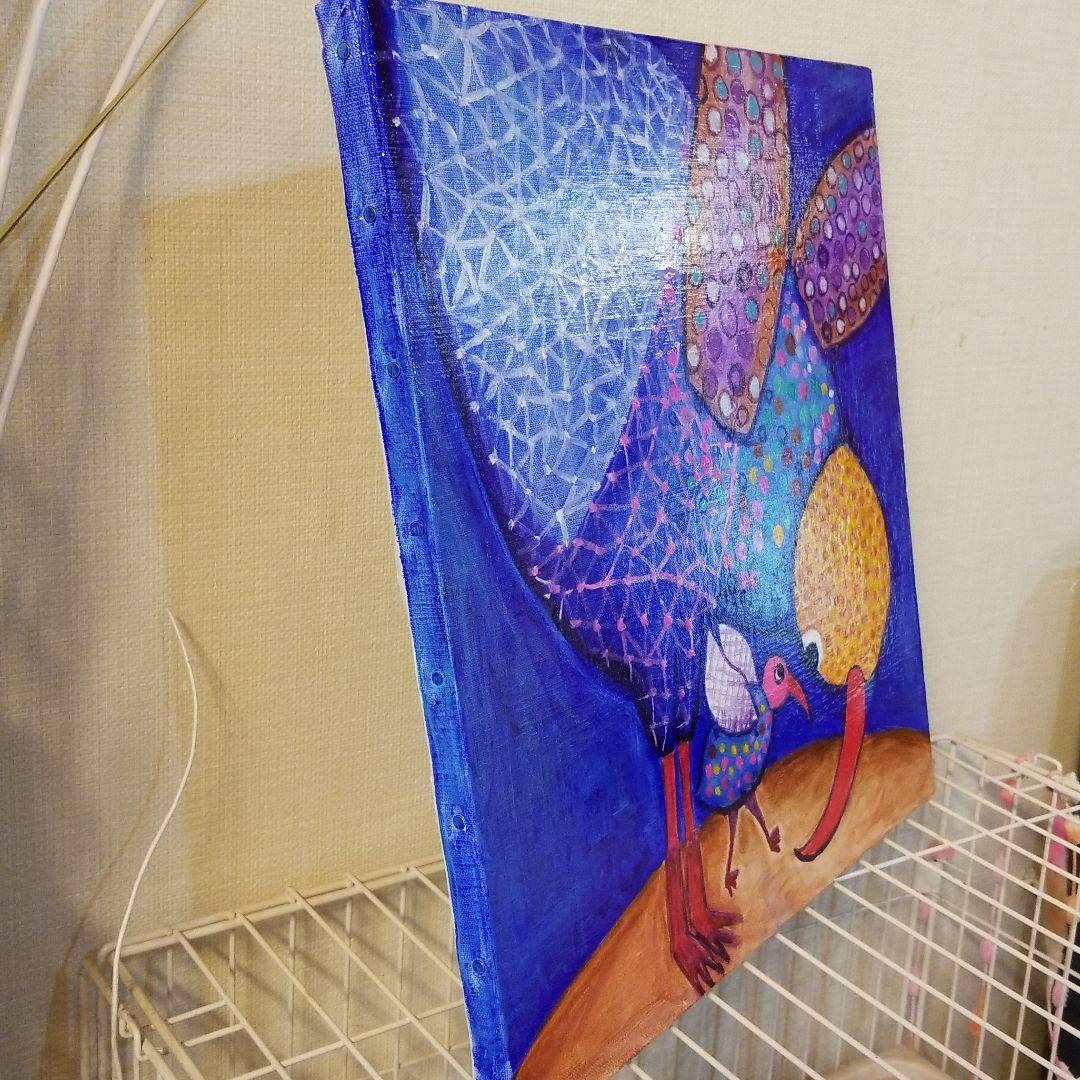 油絵 ゆうみ様専用 羽ばたく練習を見る鳥