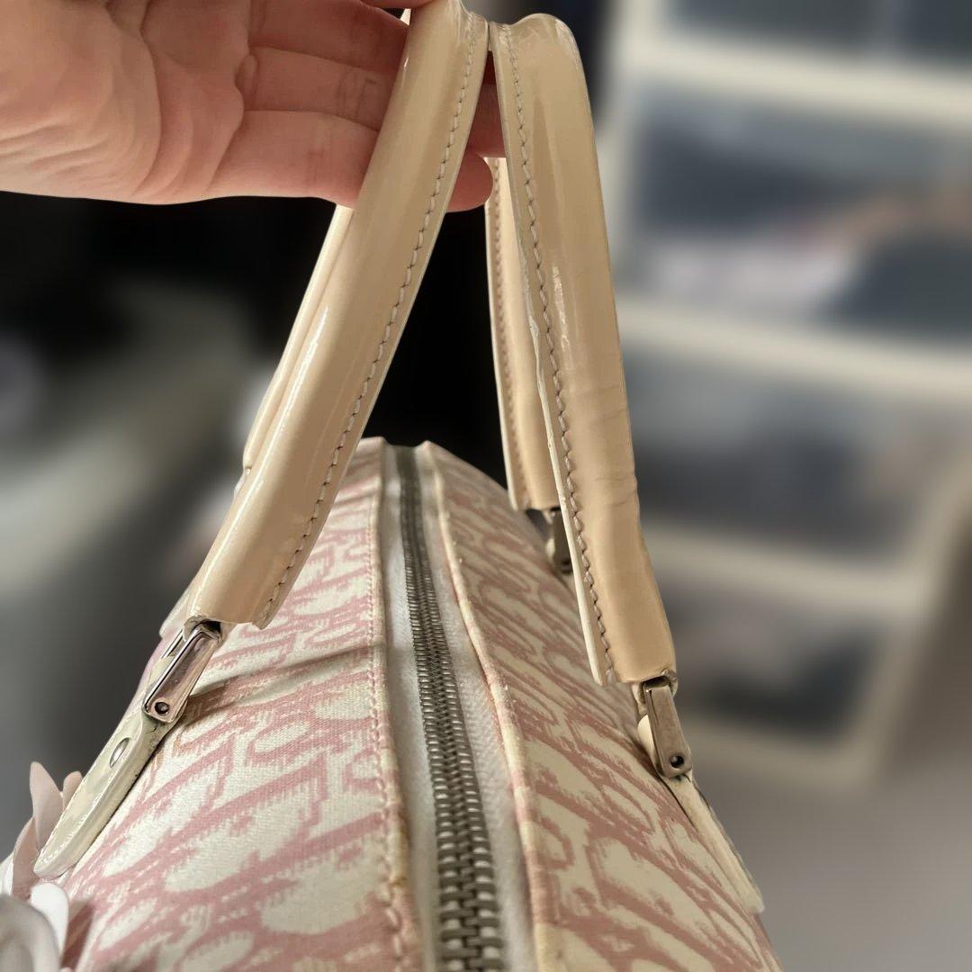 Christian Diorトロッター ミニボストンフラワーラインストーンピンク