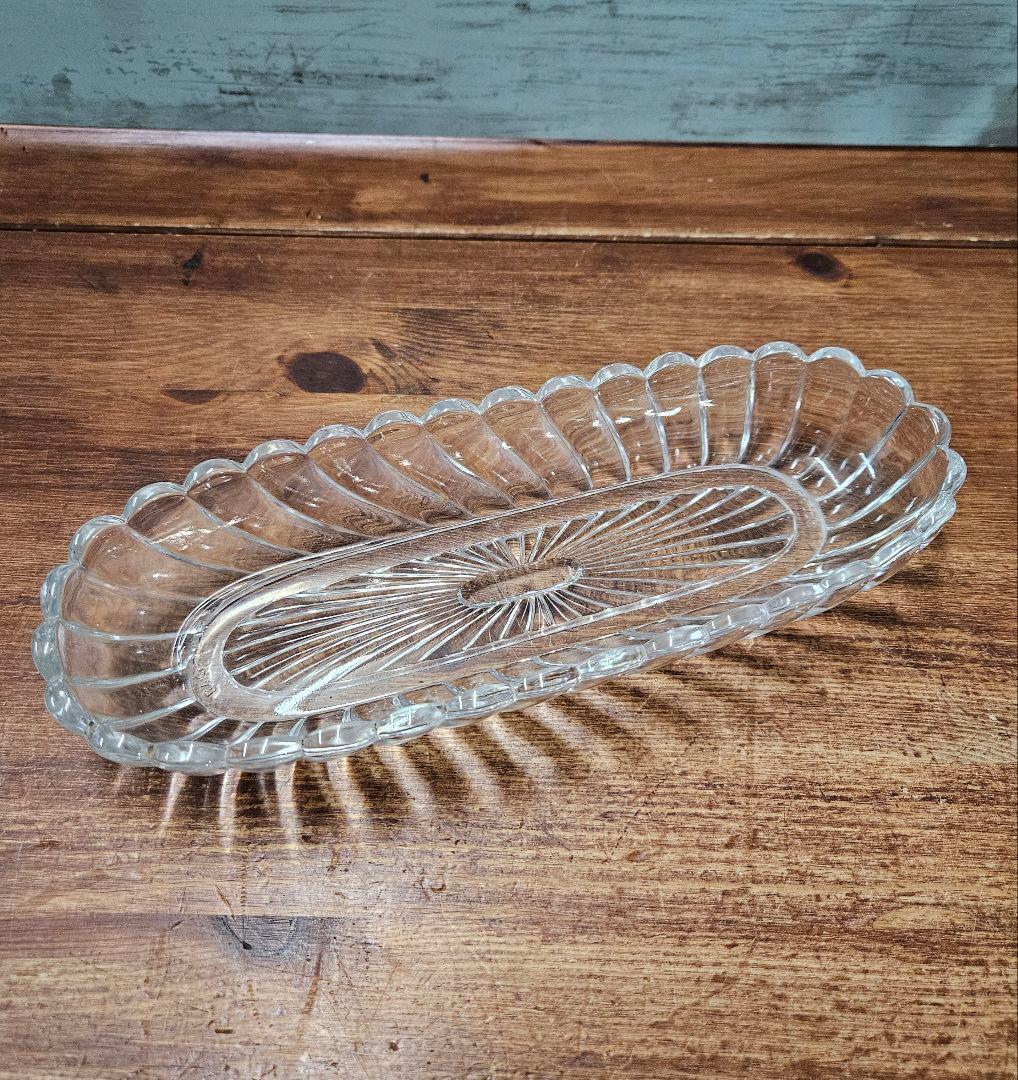 Baccarat オールドバカラ バンブー クリスタルガラスのトレイ クリア硝子 Baccarat オールドバカラ バンブー クリスタルガラスのトレイ クリア硝子