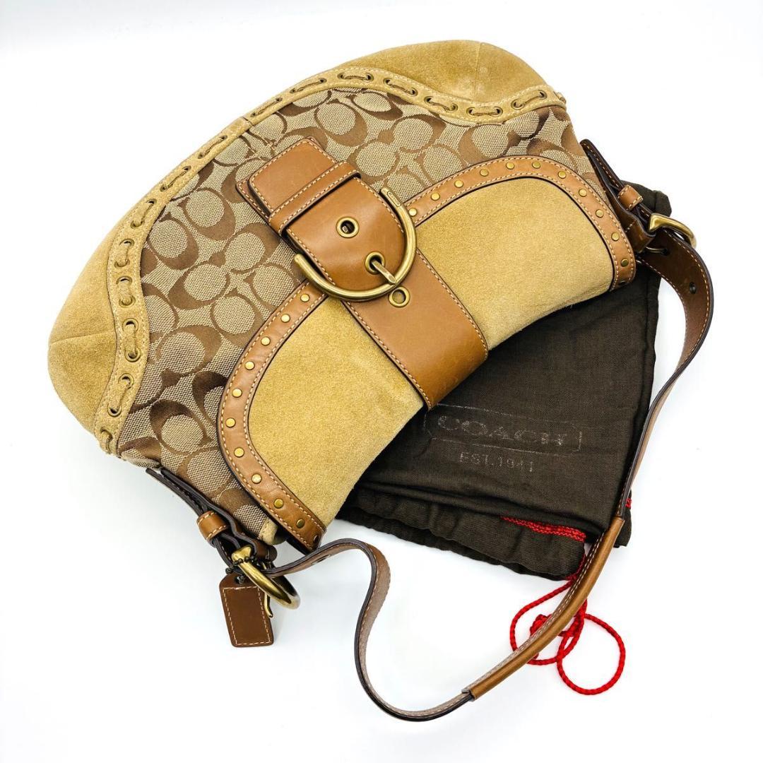 コーチ ソーホー ハンドバッグ ショルダーバッグ スウェード レザー ベージュ