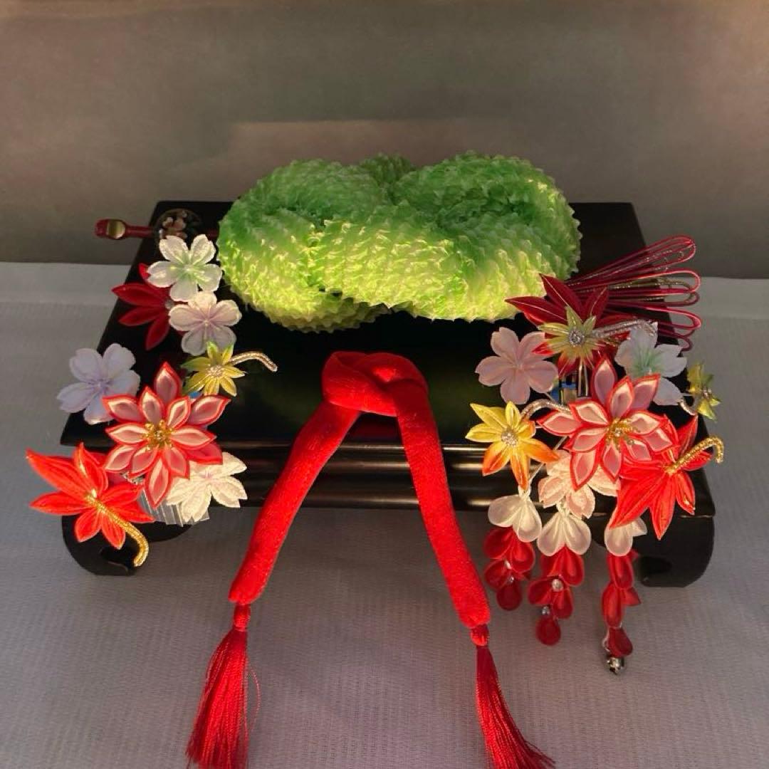 専用　紅葉と桜　ぱっちん　花簪　ビラ簪　玉簪　Uピン 後挿し　④鹿の子①ちんころ