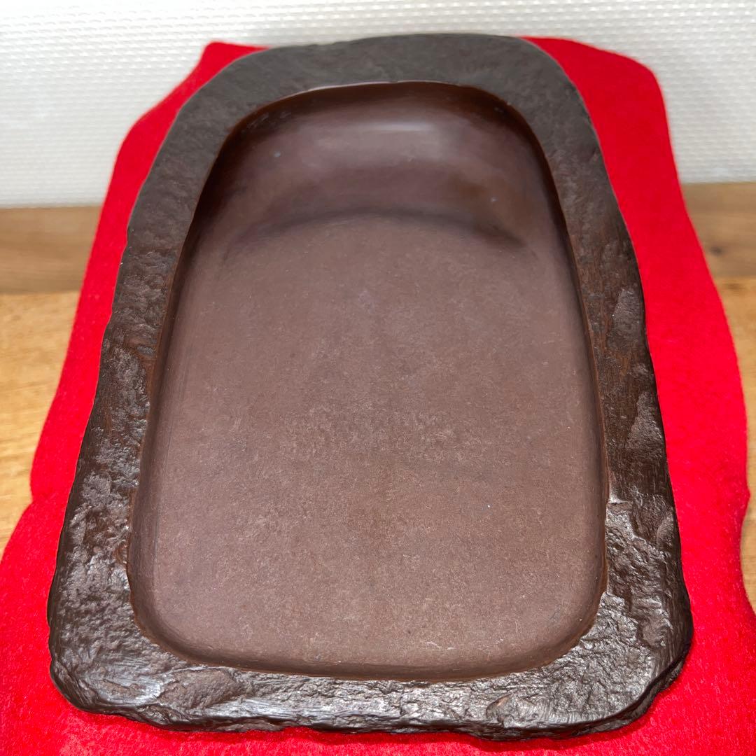 ⭕️赤間硯 野面硯 植野玉泉堂 6寸大 34mmの厚手 墨たっぷり