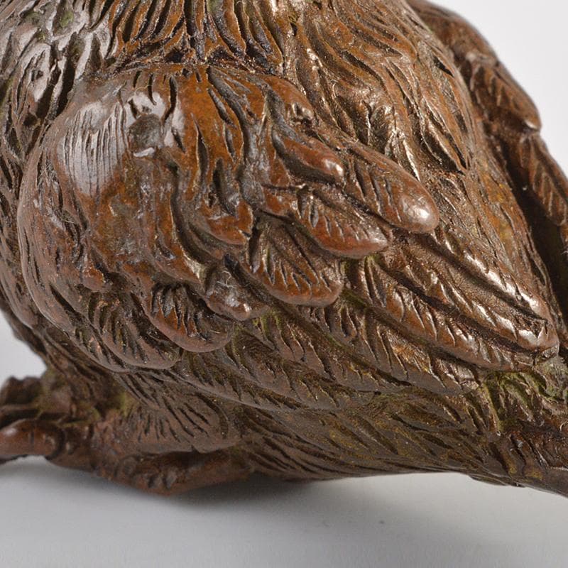 金工名品　古銅宣徳銅　鳥　紙鎮　置物　在銘　C　R6874E