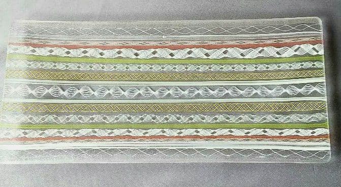 ☆藤原奈津江作☆高度な技術☆レースガラスフュージング長皿（2）