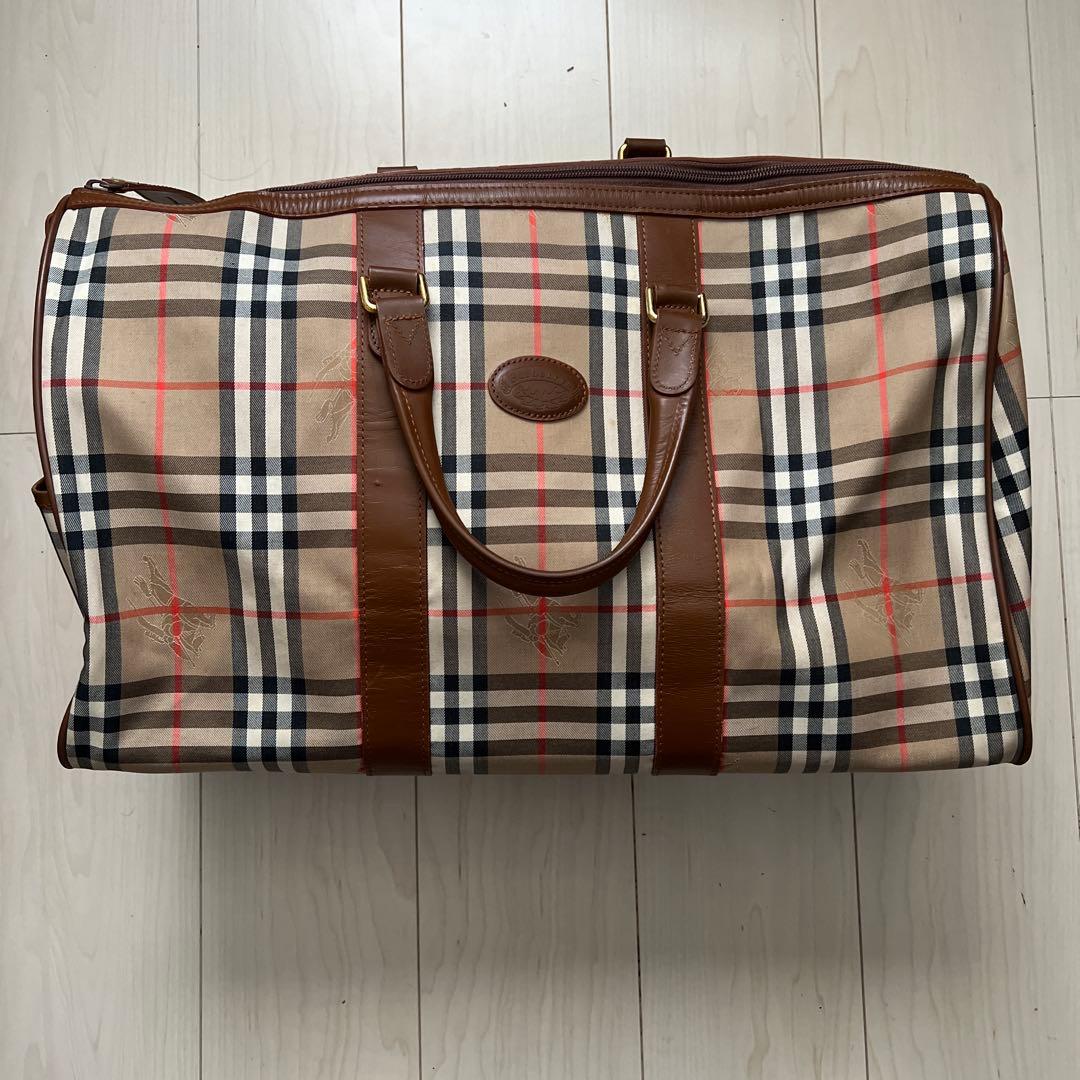 Burberry チェック柄 ボストンバッグ 南京錠付き