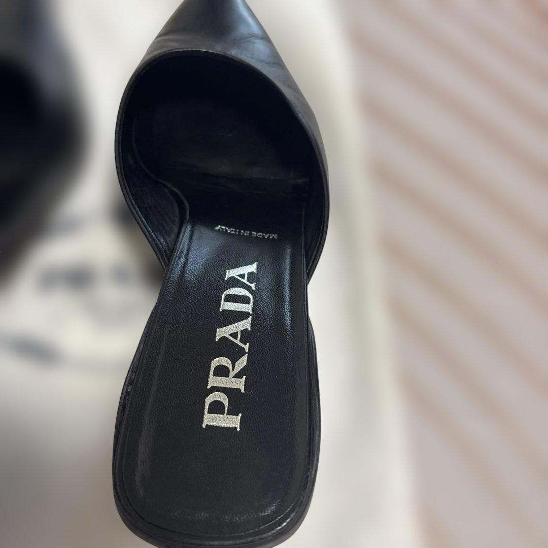 PRADA ブラックレザー ミュール 5cm