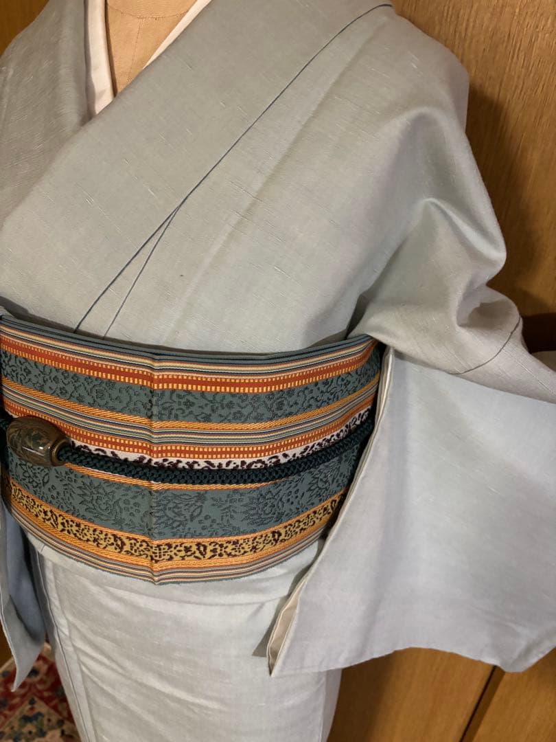 正絹袷 紅花紬調 未使用しつけ糸付き 無地 お洒落八掛 トール裄長