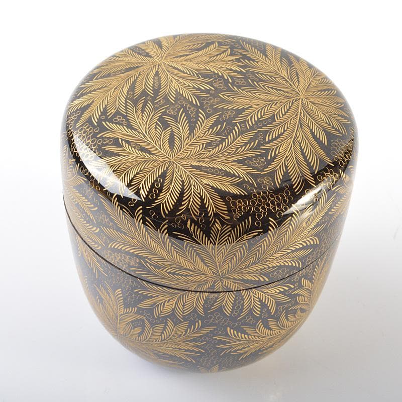 茶道具　漆塗　博堂造　金蒔絵　志のぶ文　棗　共布共箱　V　R6296