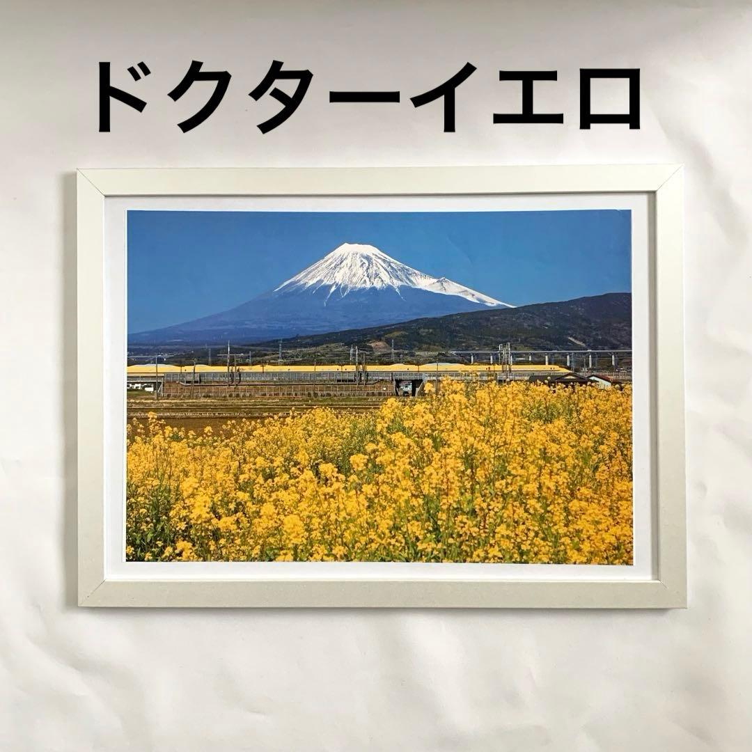 ドクターイエロー写真 額縁付き 額縁付きフォト 富士山と富士川