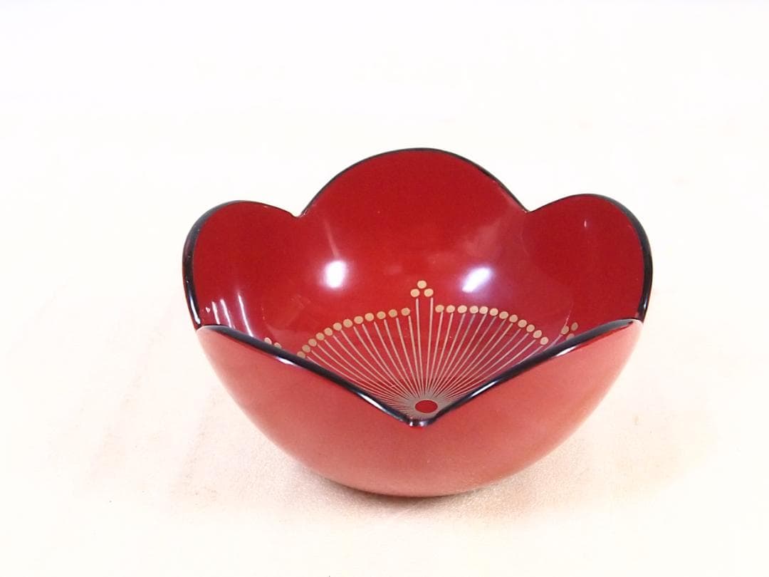 良品】輪島塗 紫雲堂 蒔絵付き 梅小鉢10客 向付/珍味器 朱塗