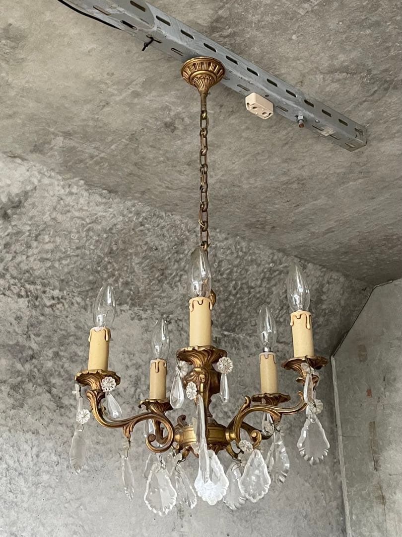 5-3.フランス アンティーク シャンデリア 5灯 キャンドル 吊り下げ