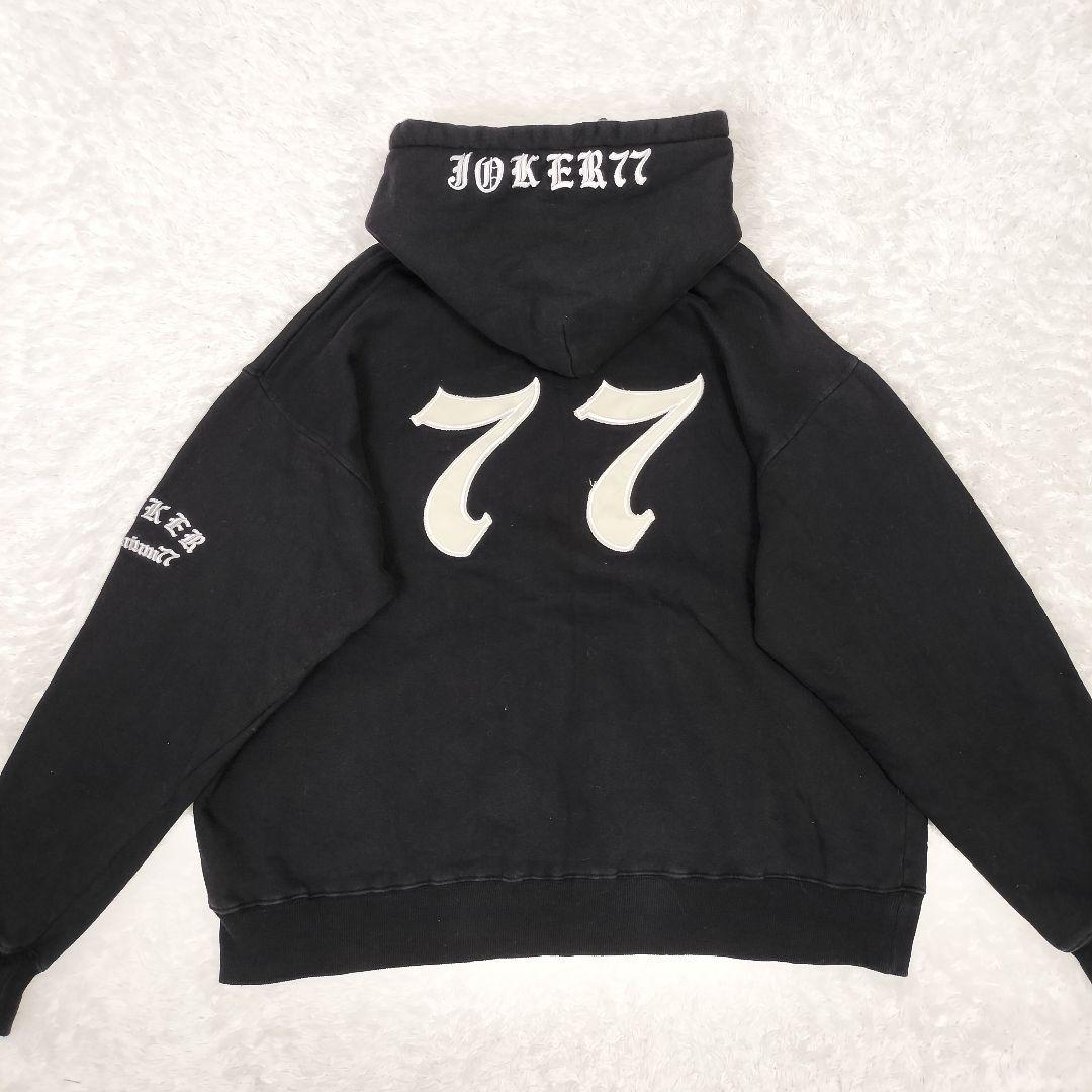 ジョーカー　パーカー プルオーバー 77 ブラック ロゴ刺繍 裏起毛 XXL
