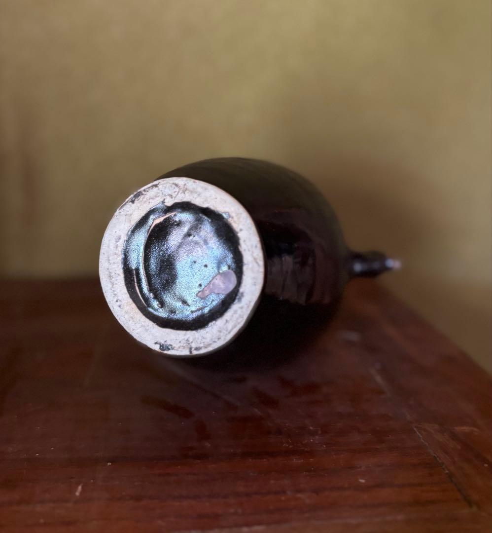 中国美術 黒釉 天鶏壺 てんけいこ 水差し 古玩