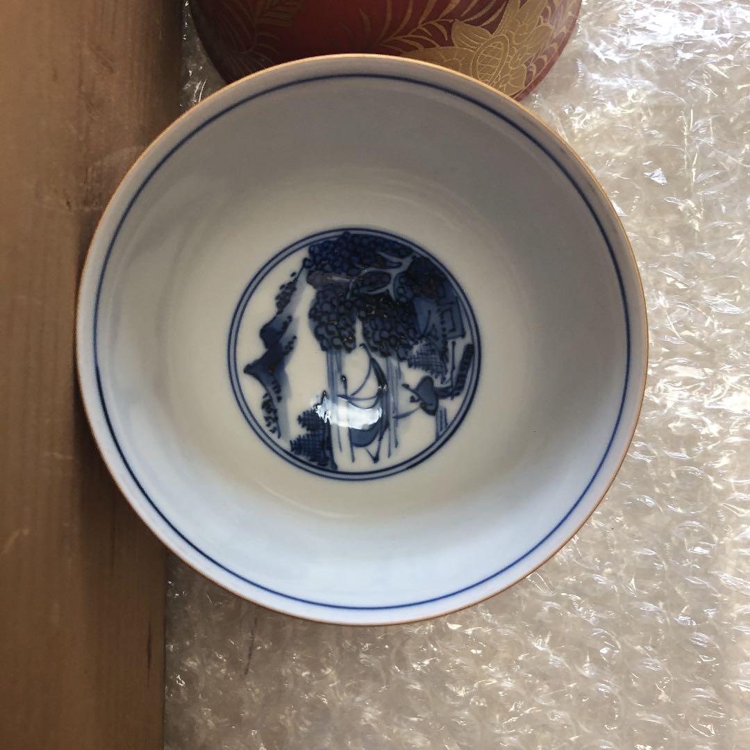 入手困難！赤絵金彩　清水焼北本陶玉窯 三代暁雲【一風】作の茶碗5客