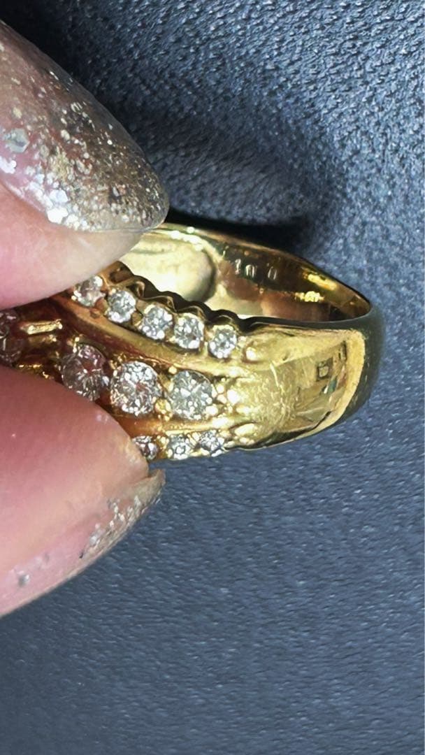 専用♡豪華 1ct フラワーモチーフ K18 天然ダイヤモンド ピンキーリング