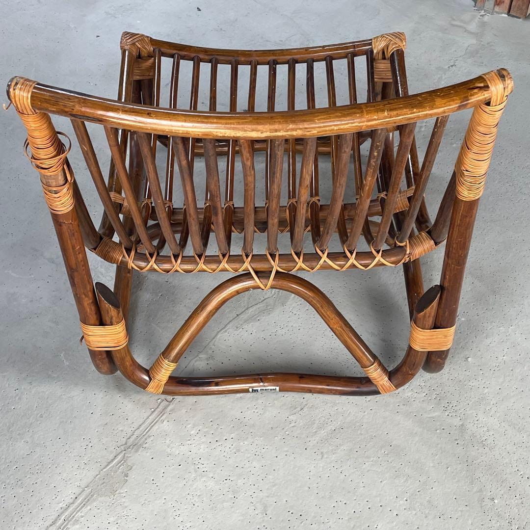 ①【マルニ木工】ラタンチェア 籐 ヴィンテージ レトロ 家具 2脚出品中！