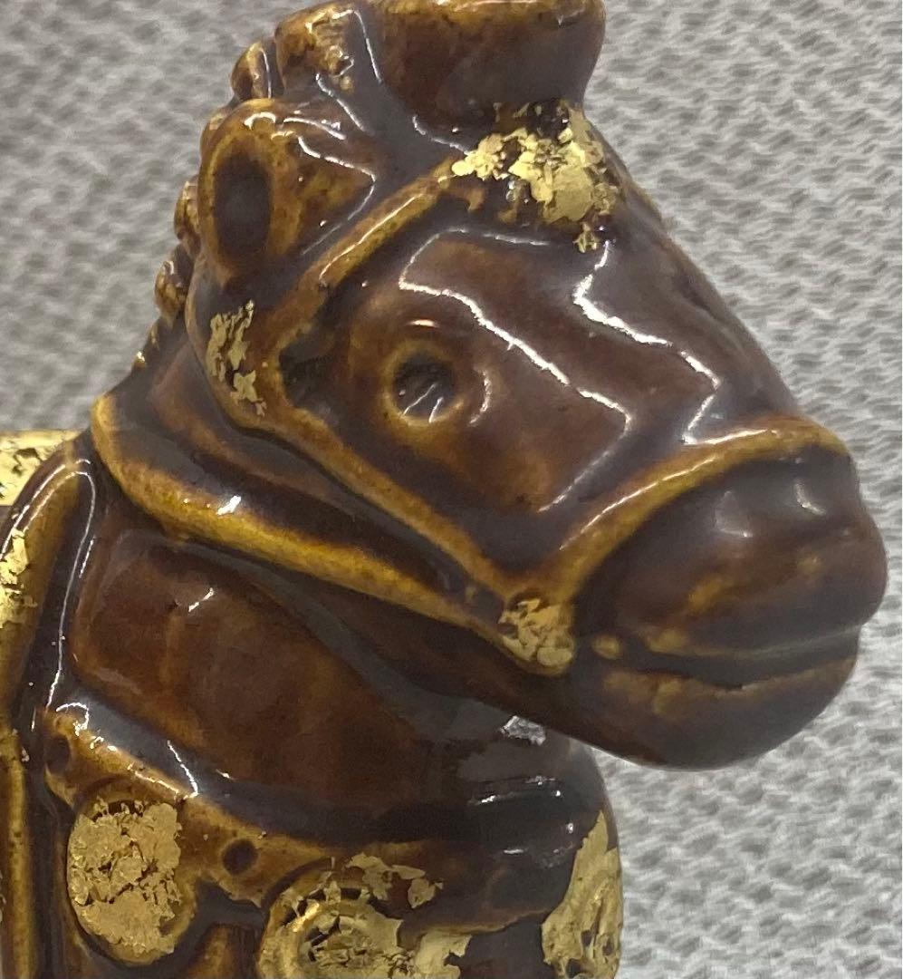 B80s 川崎和楽造「飾り馬 香合」共箱 干支 十二支 茶道具香道具