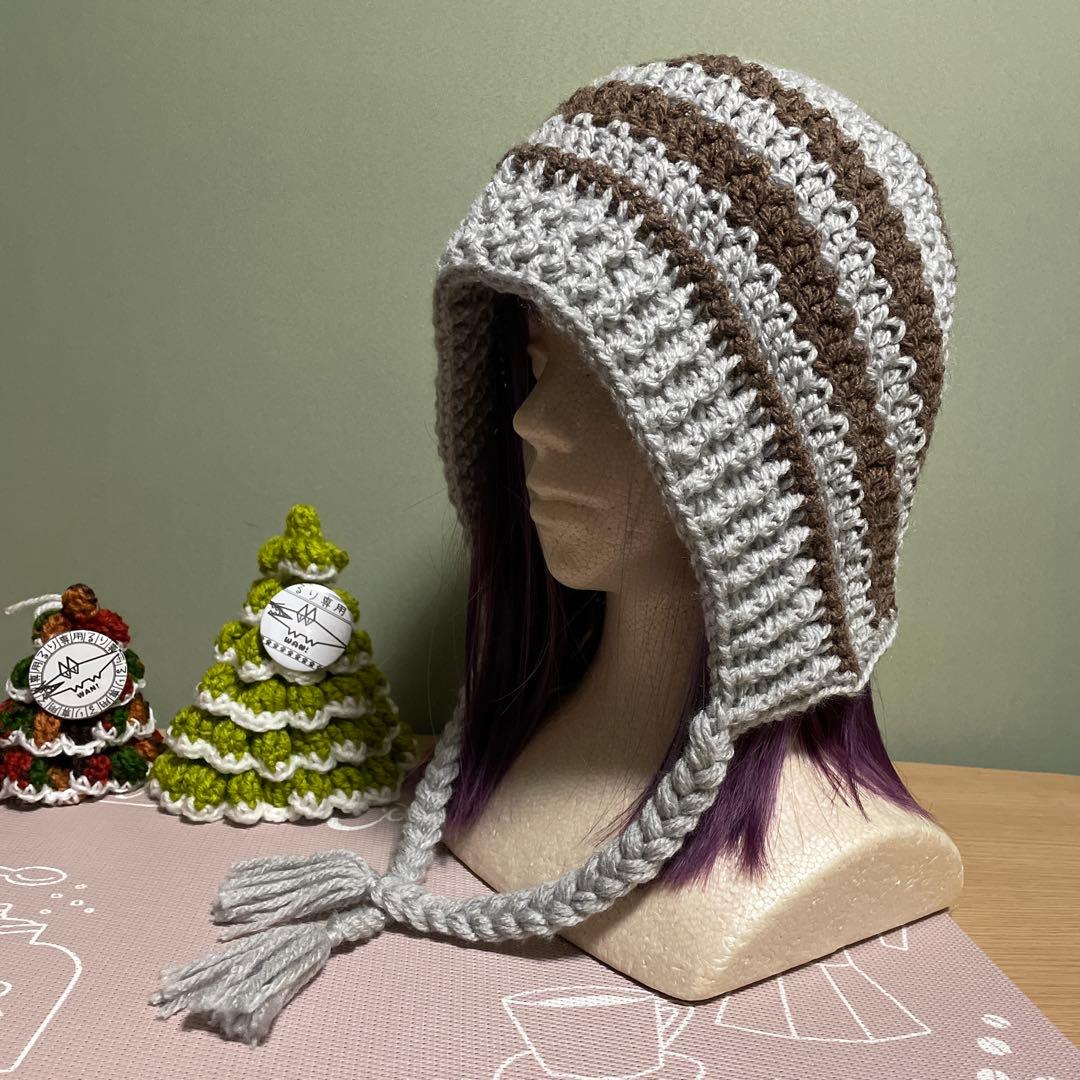 ボンネット バラクラバ ニット帽 ハンドメイド 手編み かぎ編み - メルカリ