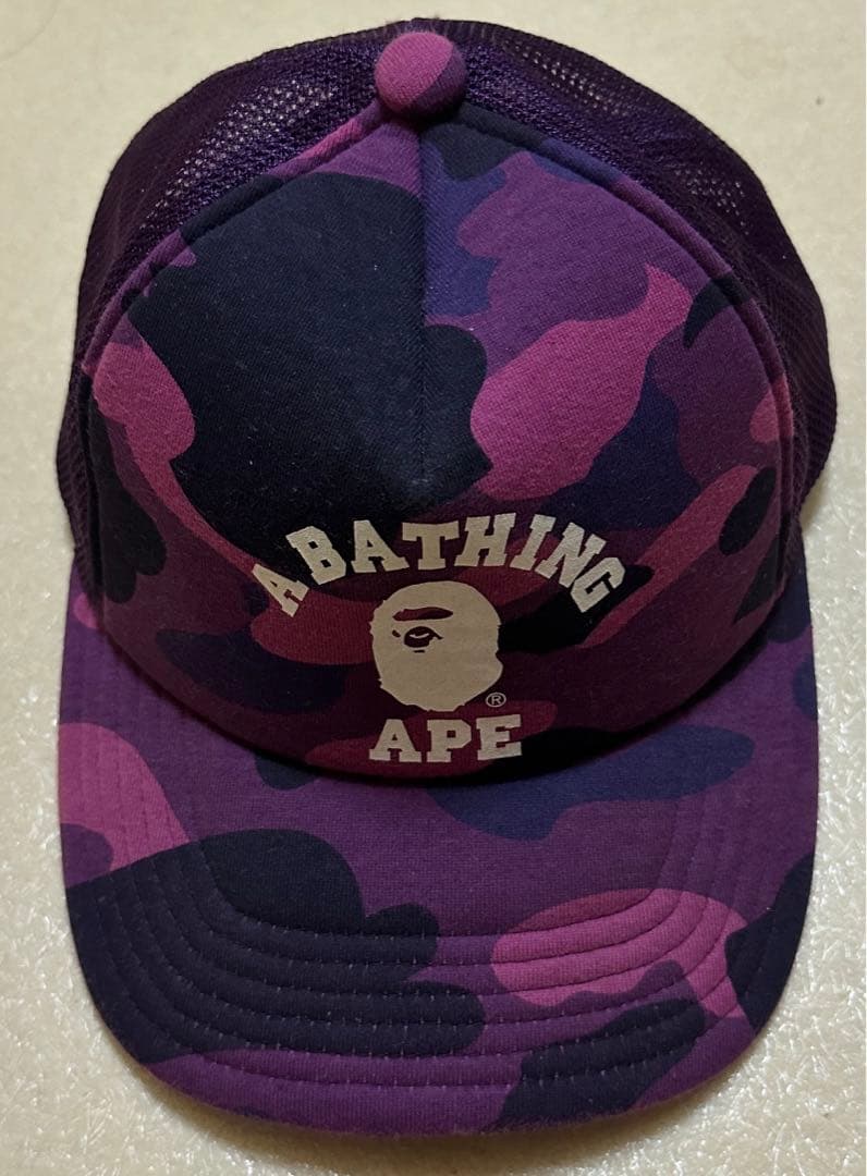A BATHING APE 紫迷彩 キャップ パープルカモ A BATHING APE（ア