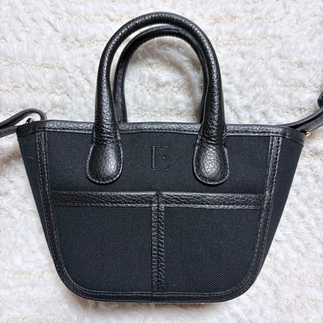 極美品✨Napaブラック キャンバス レザー ショルダーバッグ ハンドバッグ 黒