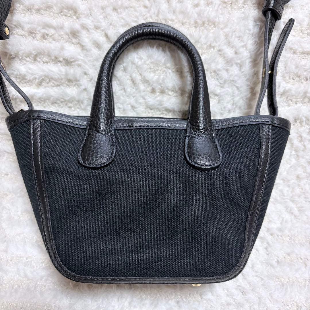 極美品✨Napaブラック キャンバス レザー ショルダーバッグ ハンドバッグ 黒