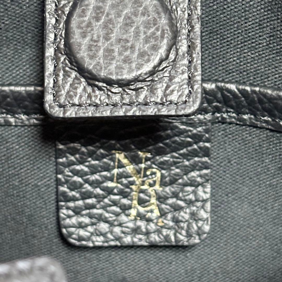 極美品✨Napaブラック キャンバス レザー ショルダーバッグ ハンドバッグ 黒