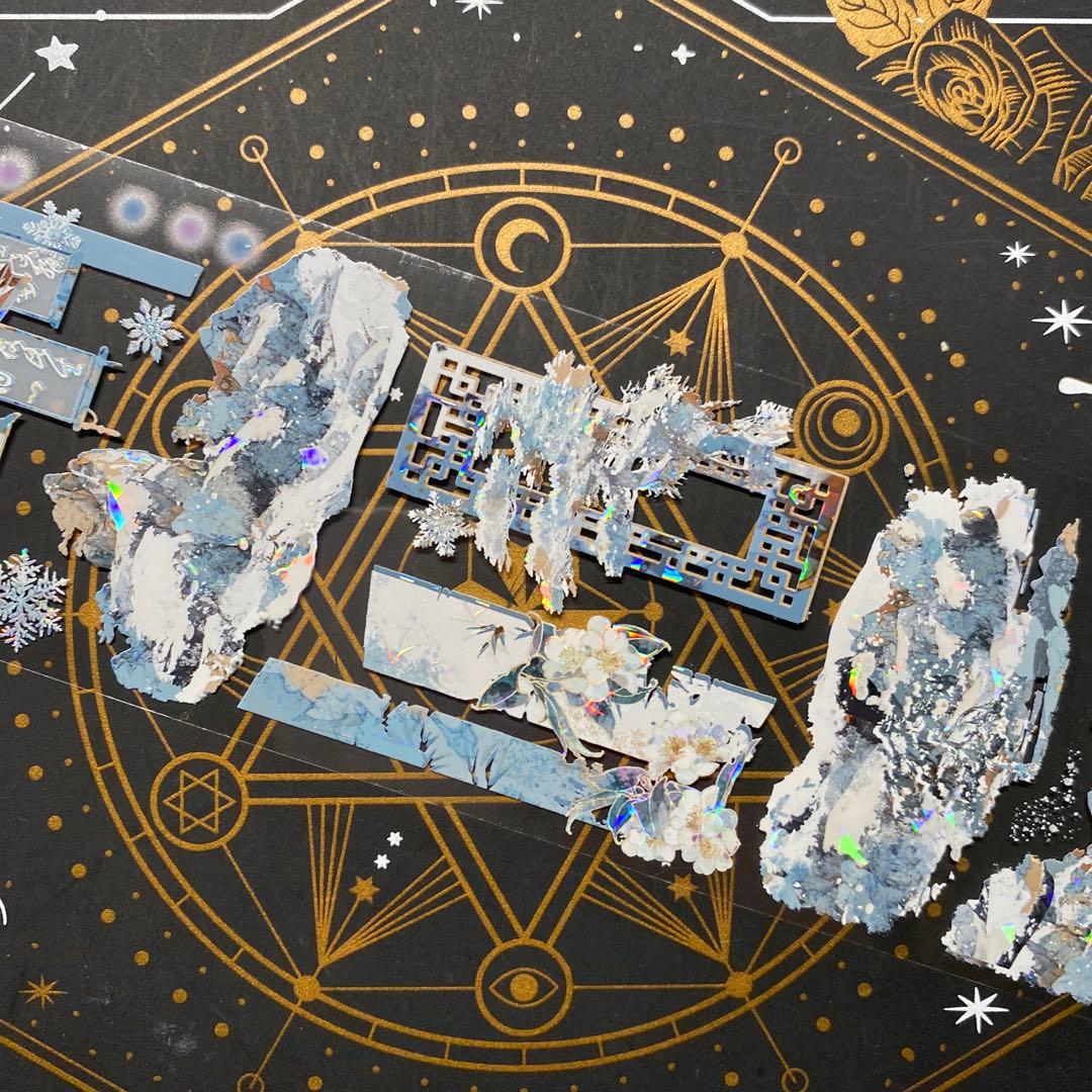 9252】海外 マステ 中古巻 貝殻光マスキングテープ 青い 自然風景 背景