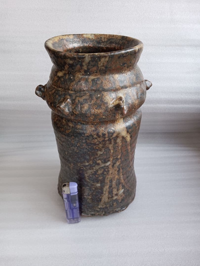 灰釉　花活　越前　西浦武　脇谷窯