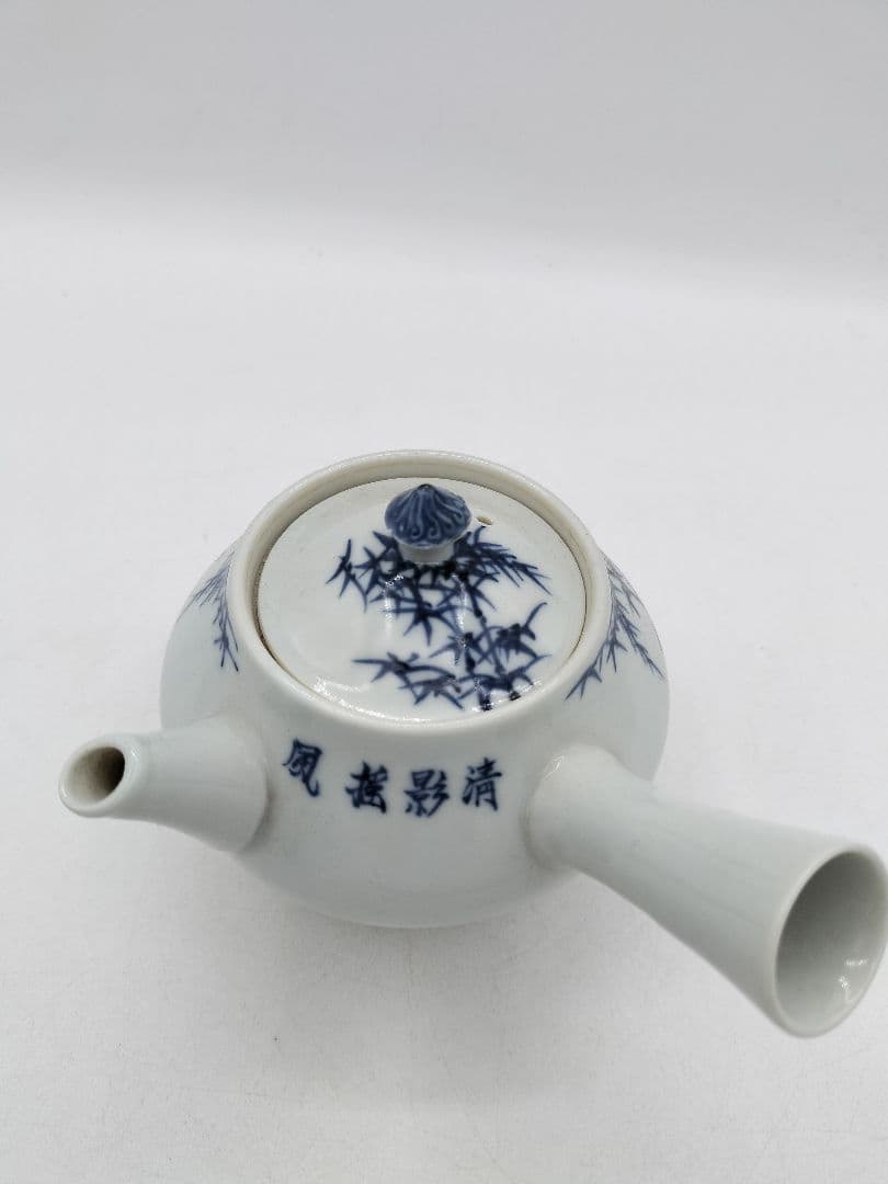 c733 煎茶器セット 染付 竹 「清影揺風」湲仙 5客 茶道具