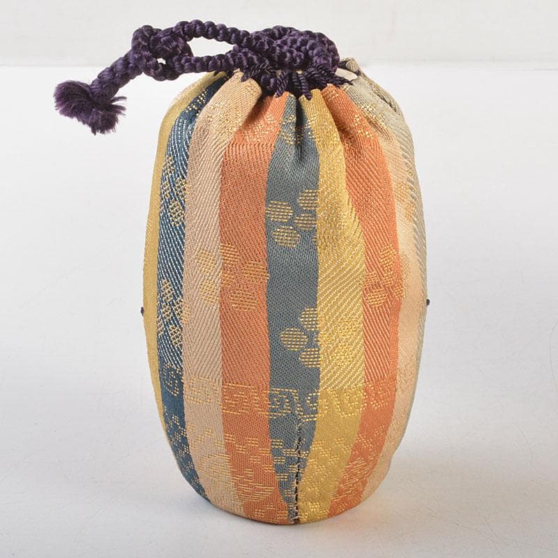 茶道具 織部焼 市川竹川造 織部茶入 仕覆付 共箱 V 6815