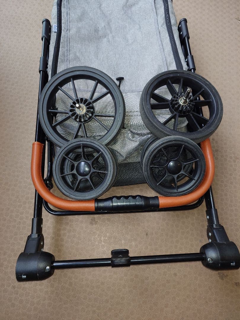 ペットカート グレー スチールフレーム 中型犬用 折りたたみ式 耐荷重30kg