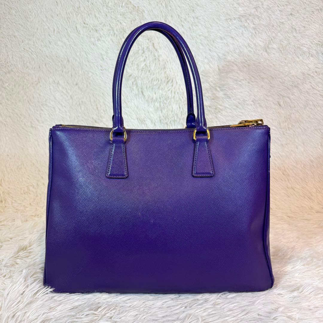 人気✨プラダ ハンドバッグ ガレリア サフィアーノ パープル 三角ロゴ レザー
