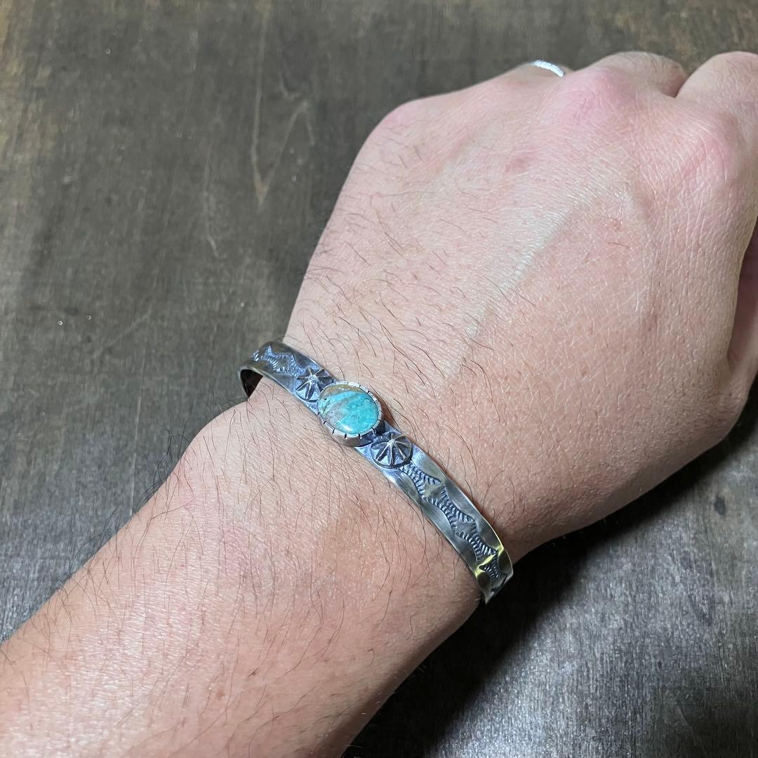 ロイストン　ターコイズ　シルバー　バングル　ブレスレット#インディアンジュエリー