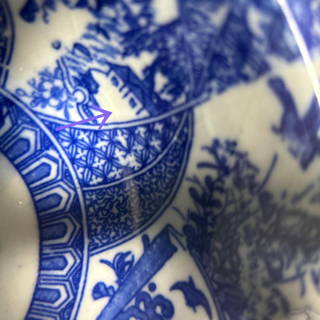 骨董品　古伊万里　転写　印判　煮物鉢　菊紋　椿紋　鳥紋　有田焼　アンティーク