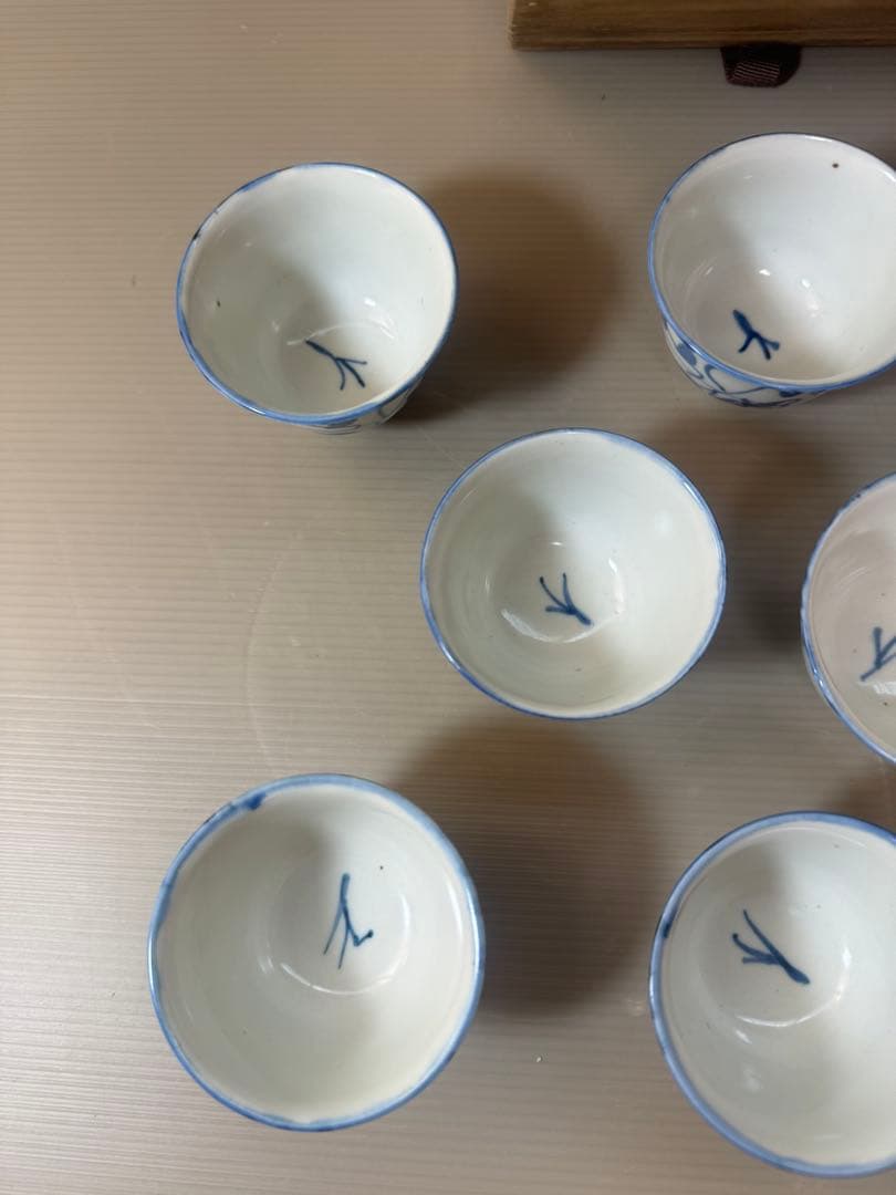 2906 景徳鎮　湖田古窯　蒸茶碗　8客