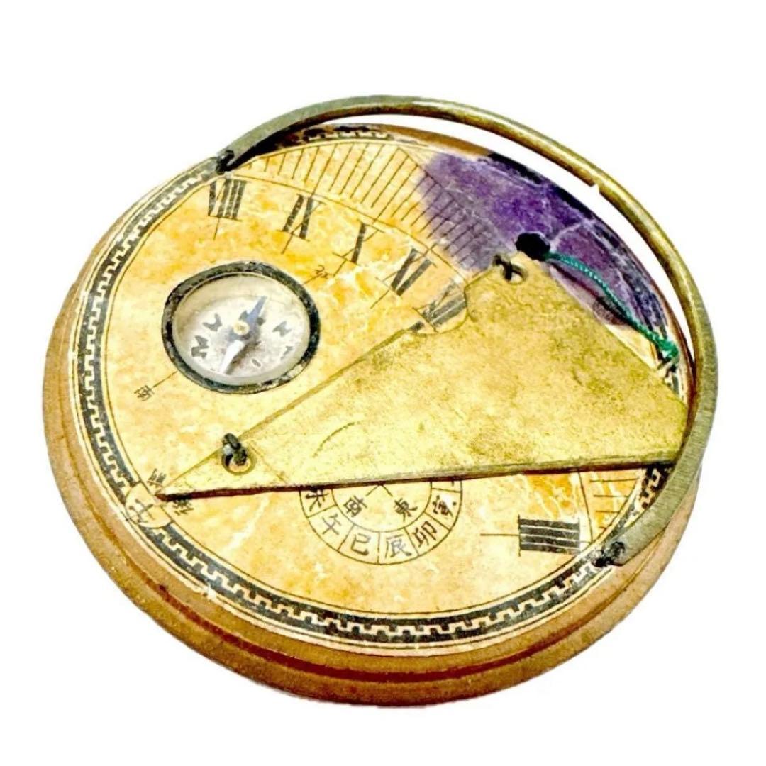 携帯日時計 明治時代 大正次代 方位磁石 コンパス 当時物 骨董品